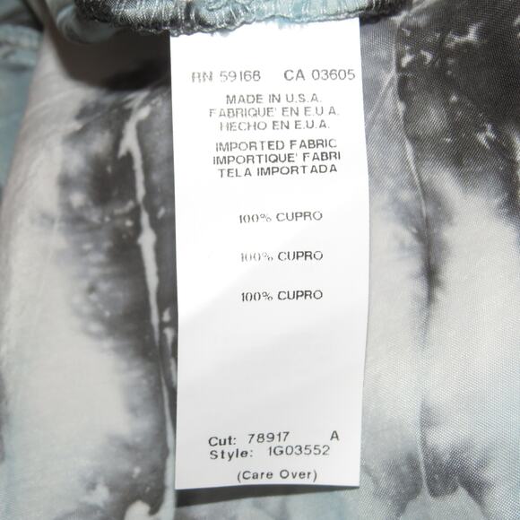 R.G. Kane Blue Tie Dye Sash Belt Puff Sleeve Cupro Dress - Picture 9 of 10